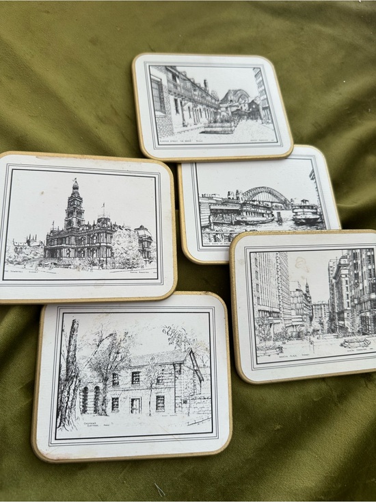 Pimpernel Other - Set of 6 Vintage Style Scenic Coasters — Black & White Sketches